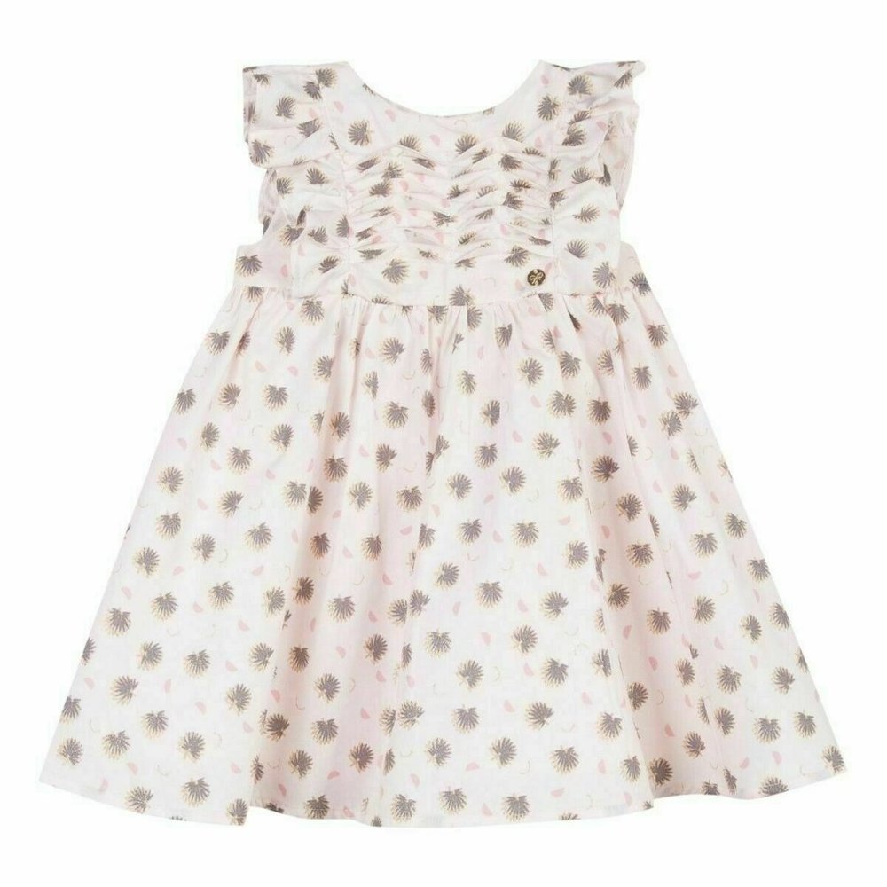 Lili Gaufrette Girls Tropical Pink Cotton Short Sleeve Dress NWT 1 YR 12 months